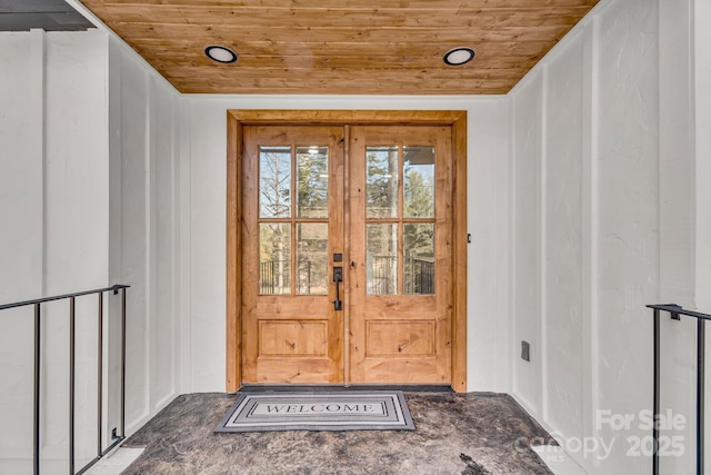 view of exterior entry with french doors