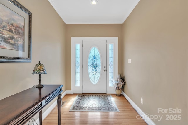 119 Era St, Troutman, NC 28166 - foyer with light wood-style floors, crown molding, baseboards, and recessed lighting