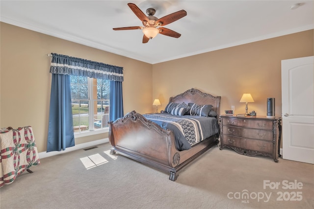 119 Era St, Troutman, NC 28166 - bedroom with ornamental molding, carpet, ceiling fan, and baseboards