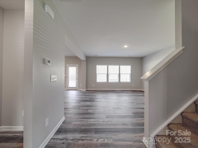 unfurnished living room featuring dark hardwood / wood-style floors