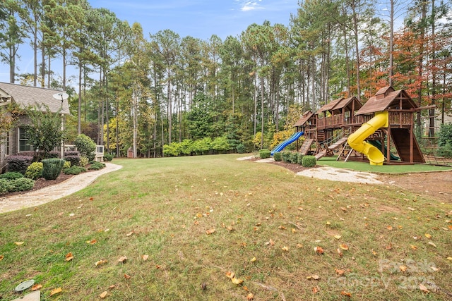 view of yard featuring a playground