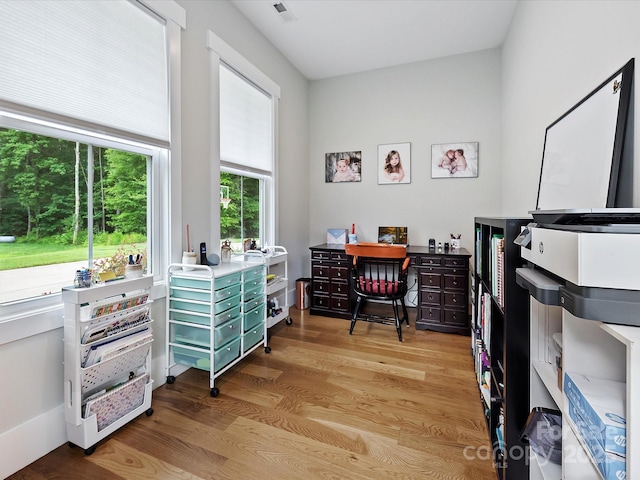 office featuring light hardwood / wood-style flooring