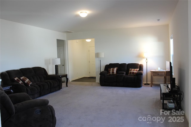 view of carpeted living area