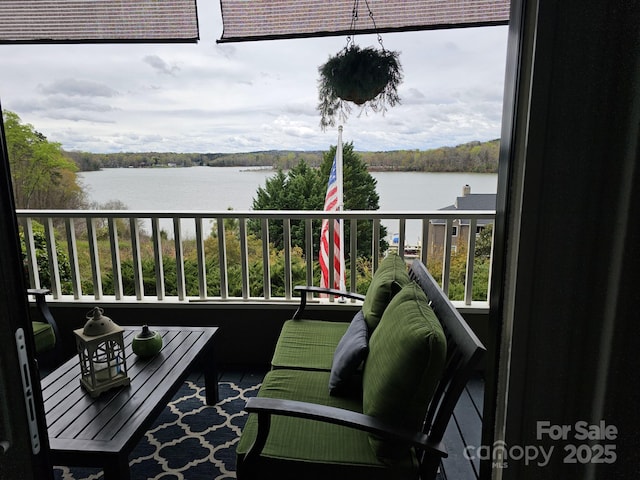 balcony with a water view