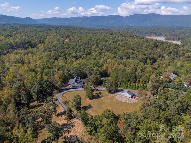 birds eye view of property with a mountain view