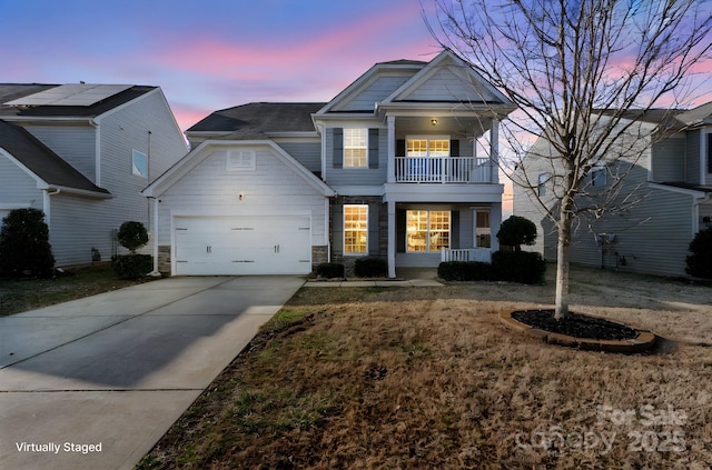 view of front of property at dusk