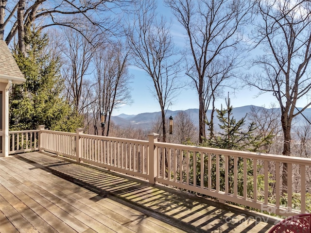 deck featuring a mountain view