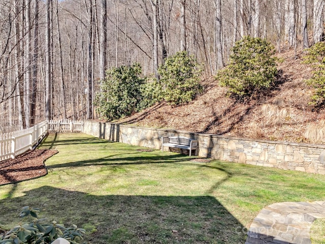 view of yard with fence