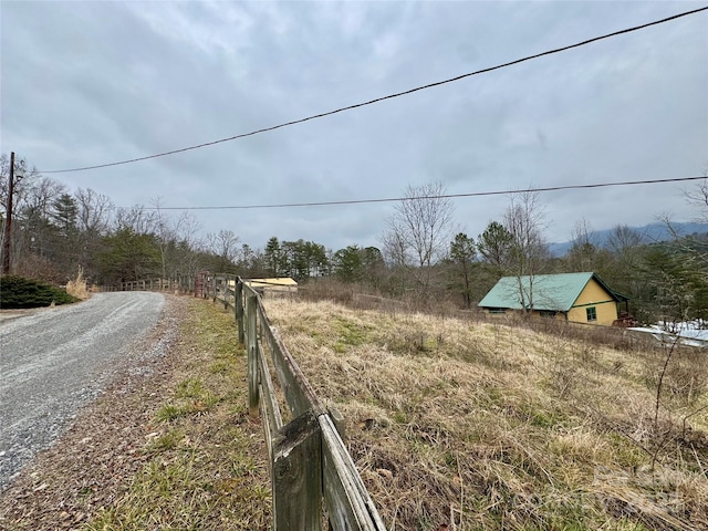 view of street with a rural view