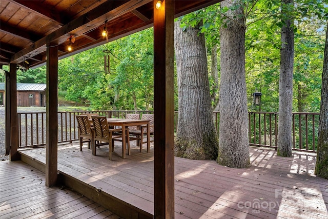 40/44 Chambers Dr, Weaverville, NC 28787 - deck with outdoor dining area and an outdoor structure
