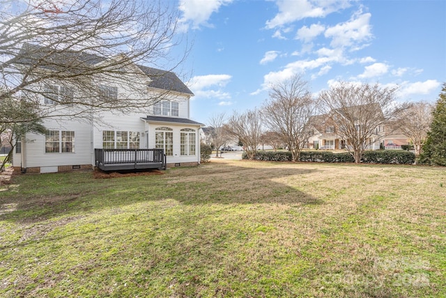 view of yard featuring a deck