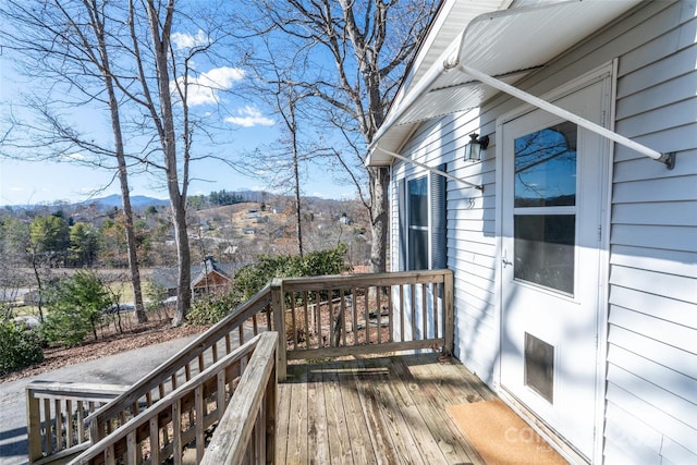 deck featuring a mountain view