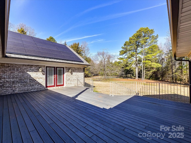 wooden deck with french doors