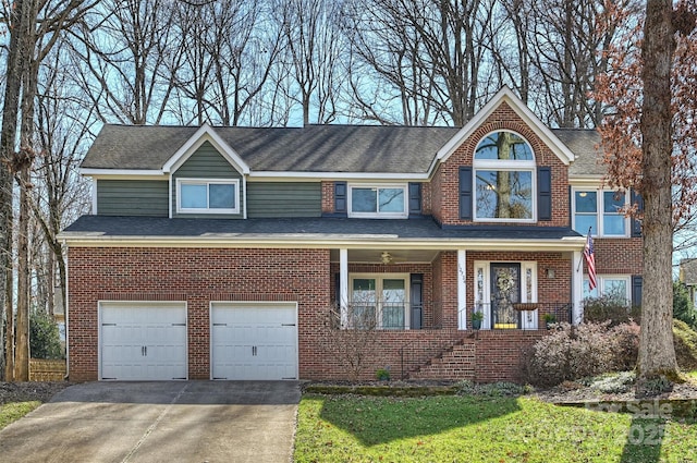 view of front of house with a garage