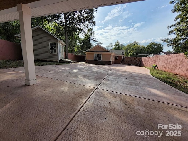 view of patio / terrace featuring an outdoor structure