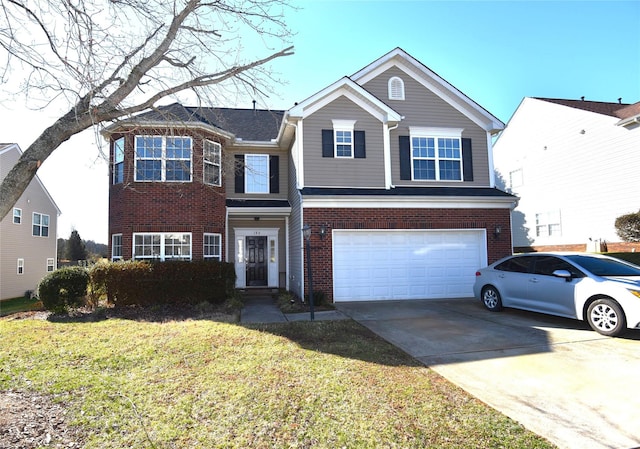 front of property featuring a garage and a front lawn