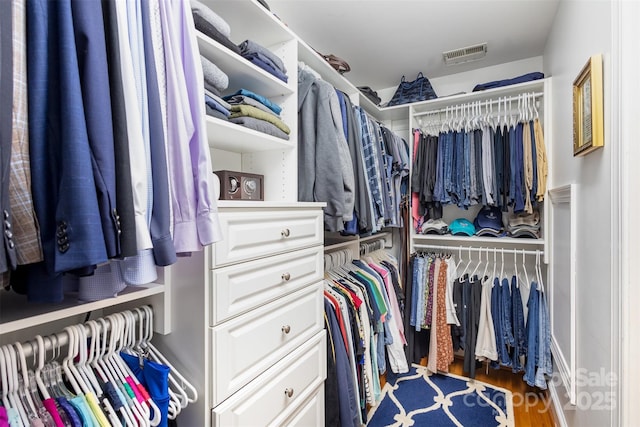 walk in closet featuring wood-type flooring