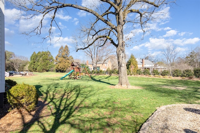 view of yard featuring a playground