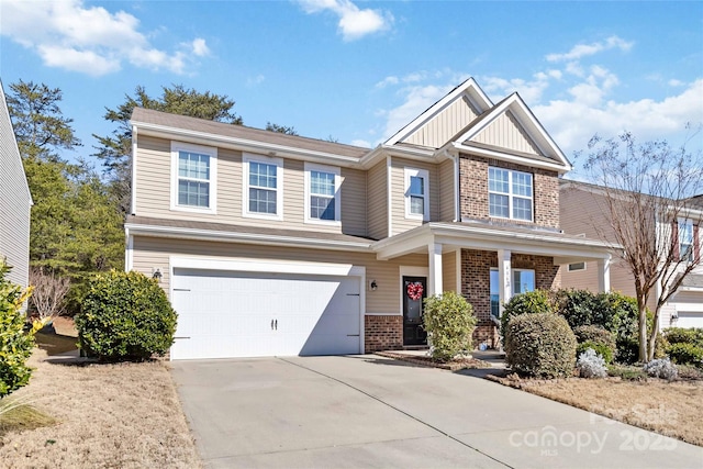 craftsman inspired home featuring a garage