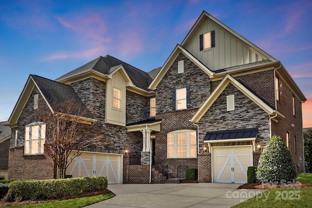 view of front of house with a garage