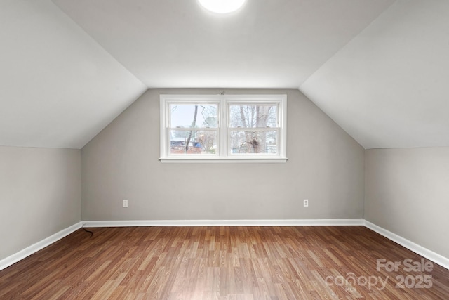 additional living space featuring lofted ceiling and wood-type flooring