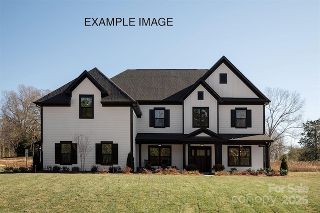 11016 Tyler Brook Ln Unit Oak0036, Mint Hill, NC 28227 - view of front facade featuring board and batten siding, a front lawn, and a shingled roof