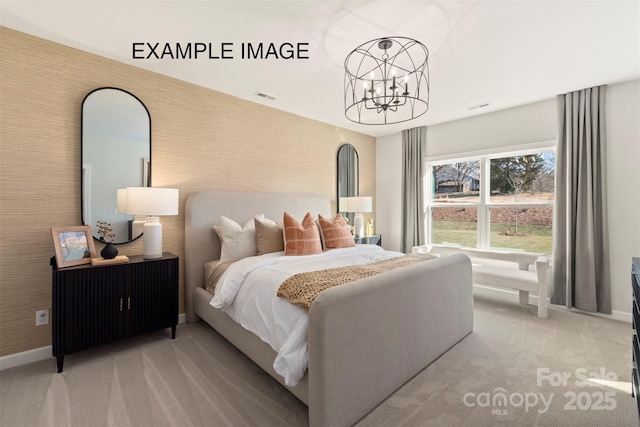 11016 Tyler Brook Ln Unit Oak0036, Mint Hill, NC 28227 - bedroom with light colored carpet and a chandelier