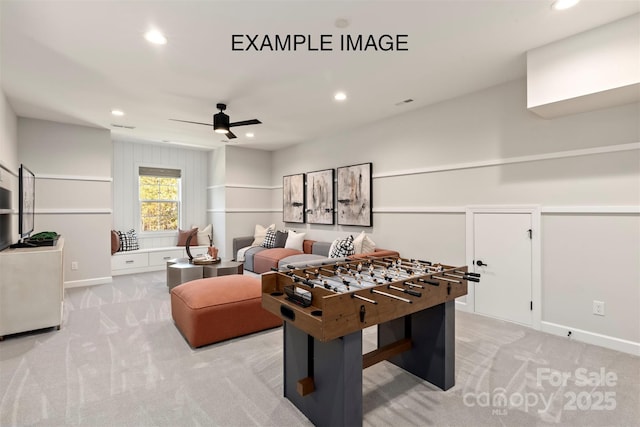 11016 Tyler Brook Ln Unit Oak0036, Mint Hill, NC 28227 - recreation room with recessed lighting, light carpet, and ceiling fan
