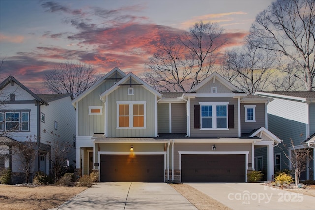 craftsman house with a garage