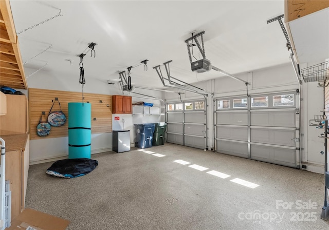 garage with a garage door opener