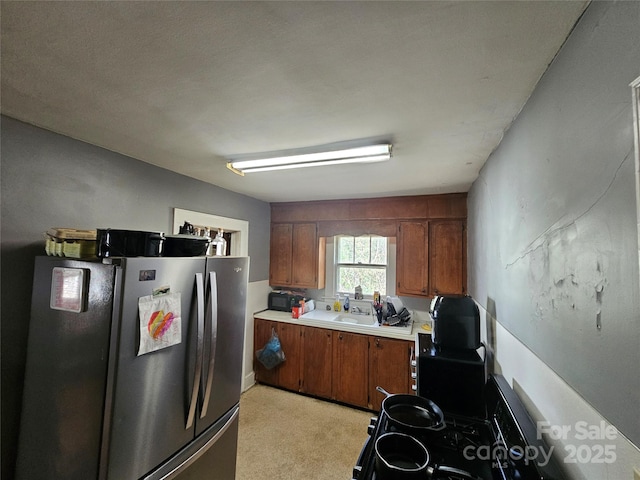 kitchen with stainless steel fridge