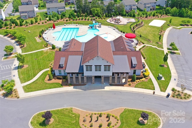 aerial view with a residential view