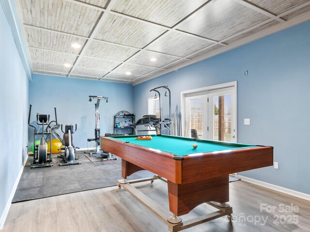 35 Dawson Steele Ct, Asheville, NC 28803 - playroom with billiards table, french doors, wood finished floors, and recessed lighting