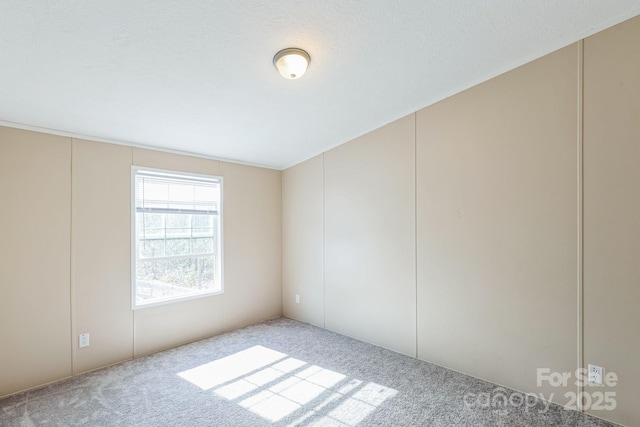 carpeted empty room with a textured ceiling