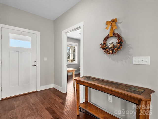 entryway with dark hardwood / wood-style floors