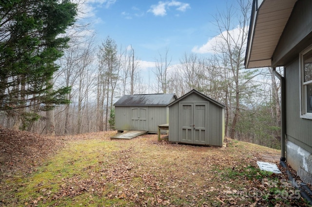 view of shed