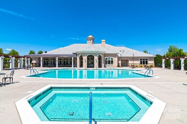 community pool with a patio