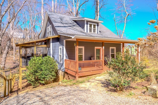 back of property with roof with shingles