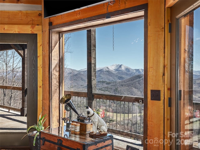 interior space featuring a mountain view