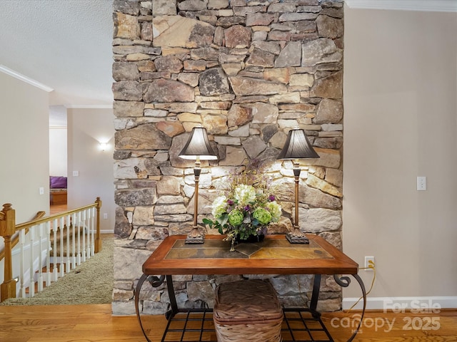2988 Parks Lafferty Rd, Concord, NC 28025 - detailed view of crown molding, wood finished floors, and baseboards