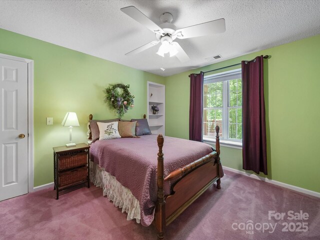 2988 Parks Lafferty Rd, Concord, NC 28025 - bedroom featuring carpet flooring, baseboards, a textured ceiling, and a ceiling fan