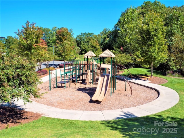 community playground with a lawn