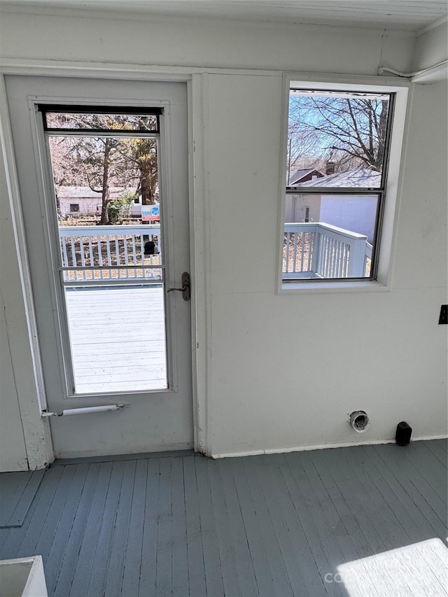 doorway to outside with wood-type flooring