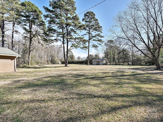 view of yard featuring an outdoor structure