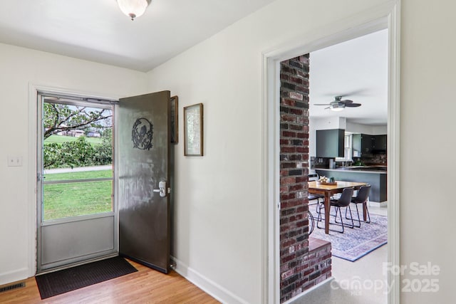 324 Old Leicester Hwy, Asheville, NC 28806 - entryway featuring wood finished floors and ceiling fan