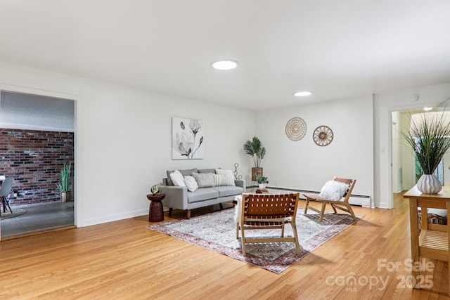 324 Old Leicester Hwy, Asheville, NC 28806 - living area with light wood-type flooring, baseboard heating, and recessed lighting