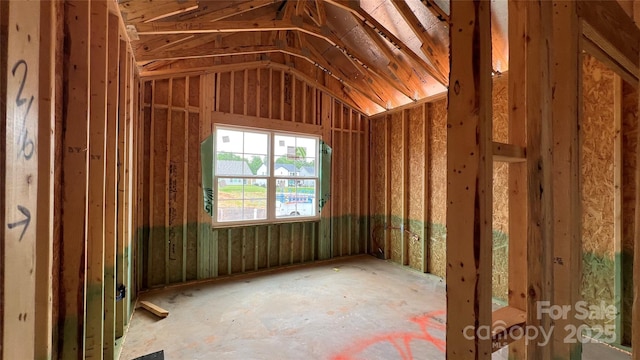 misc room featuring lofted ceiling