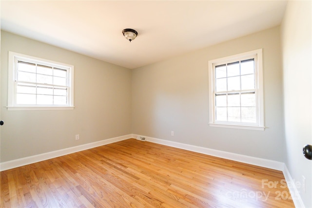 empty room with light wood-type flooring and a wealth of natural light