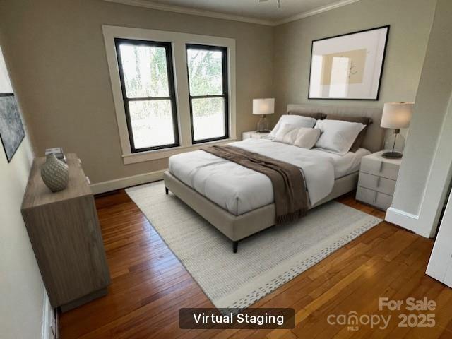 5135 Tucker Ave, Kannapolis, NC 28081 - bedroom featuring ornamental molding and wood finished floors