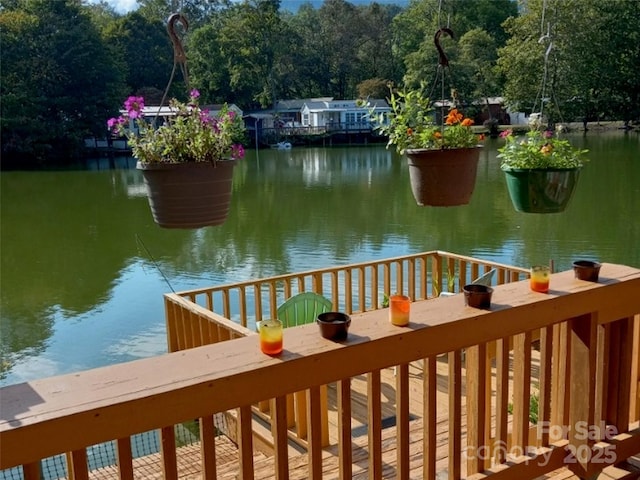 dock area featuring a water view